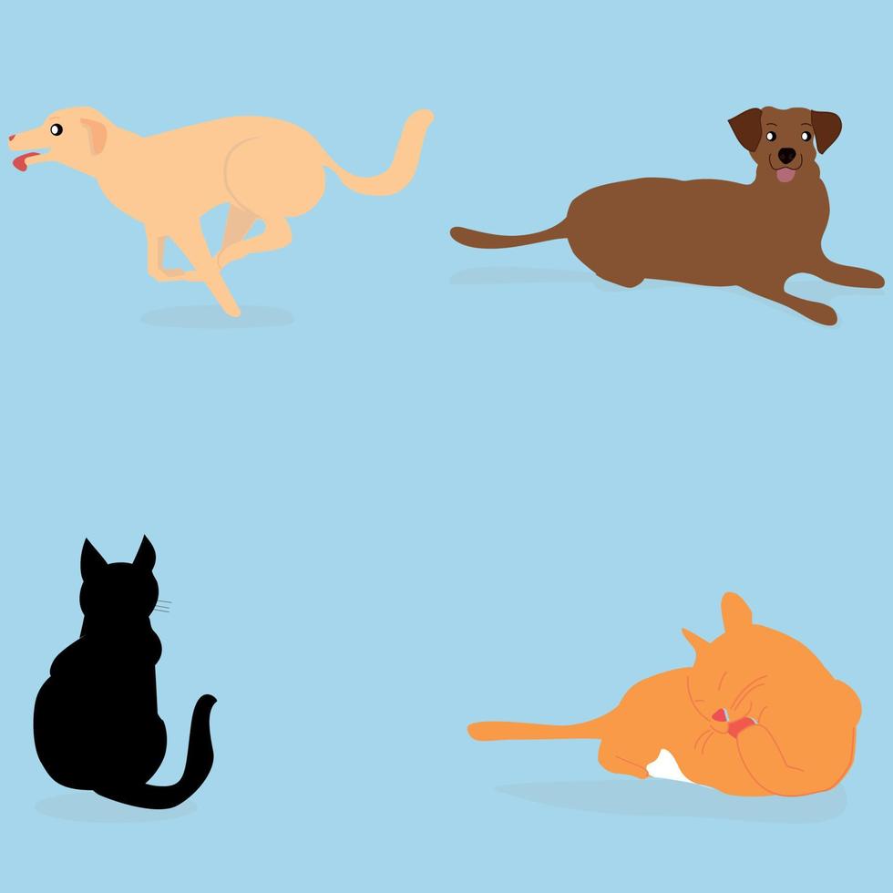 ilustración de perro y gato vector