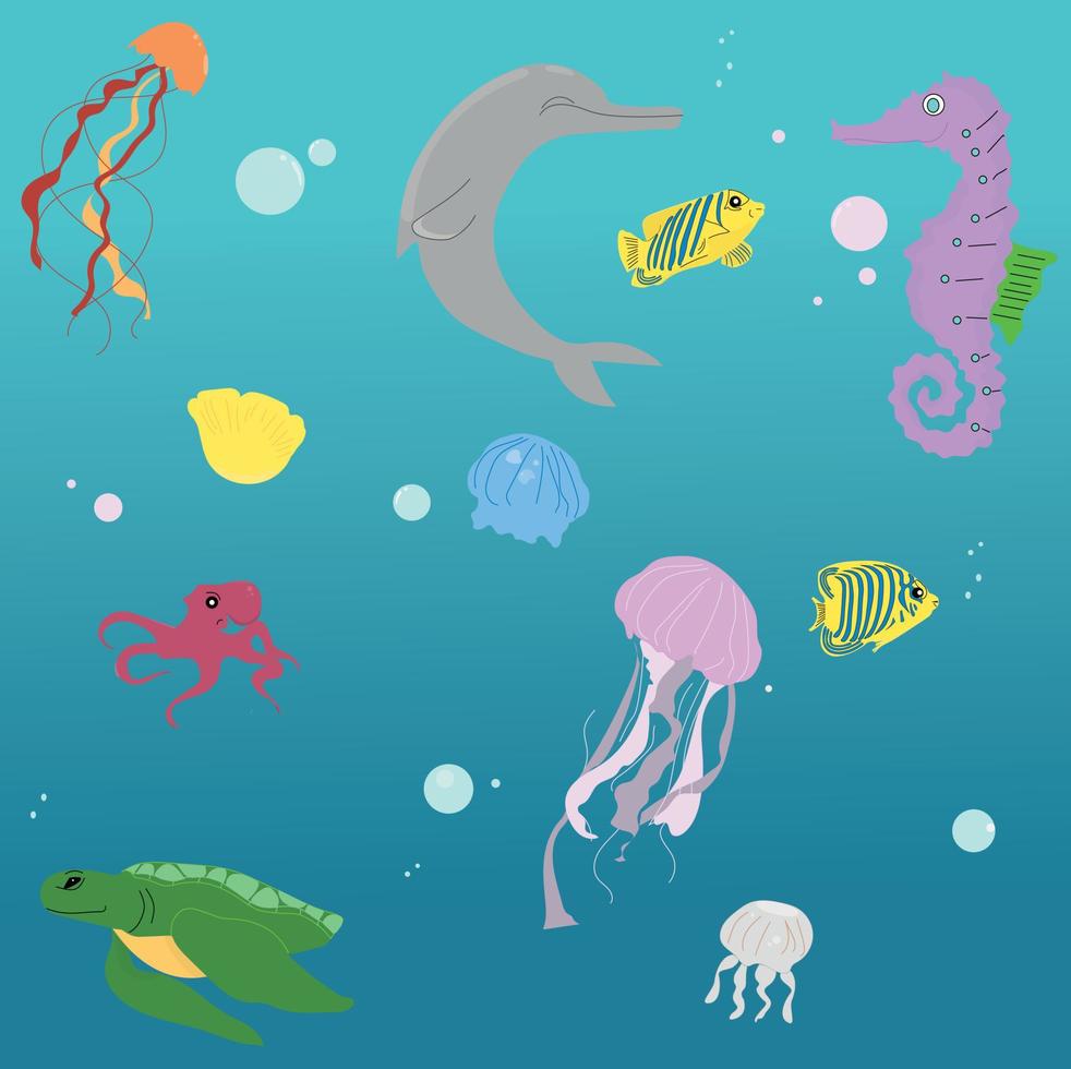 marine life aquatic animals vector