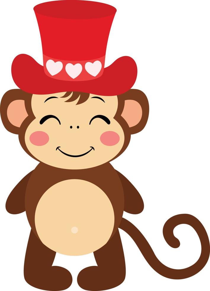 Adorable monkey with red hat vector