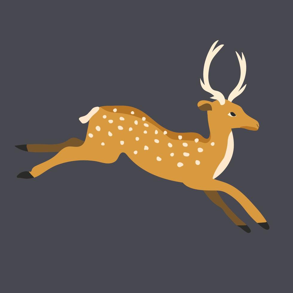 Deer in a jump on a white background. Vector illustration