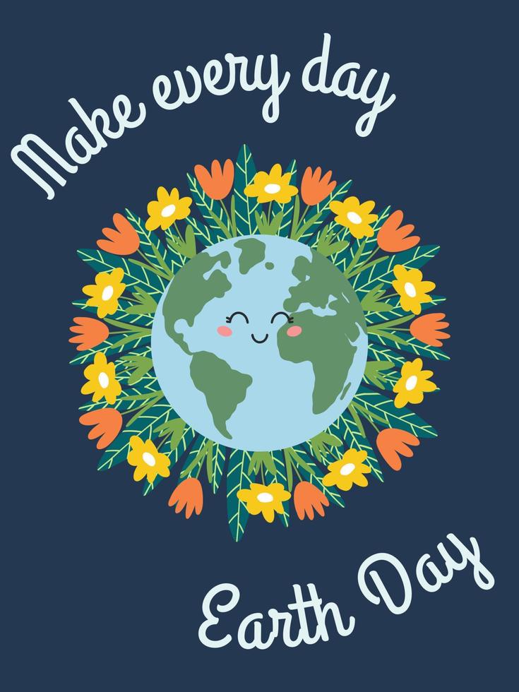 Earth Day concept. Make everyday earth day, go green. Vector illustration on the theme of saving the planet for social poster, banner, card