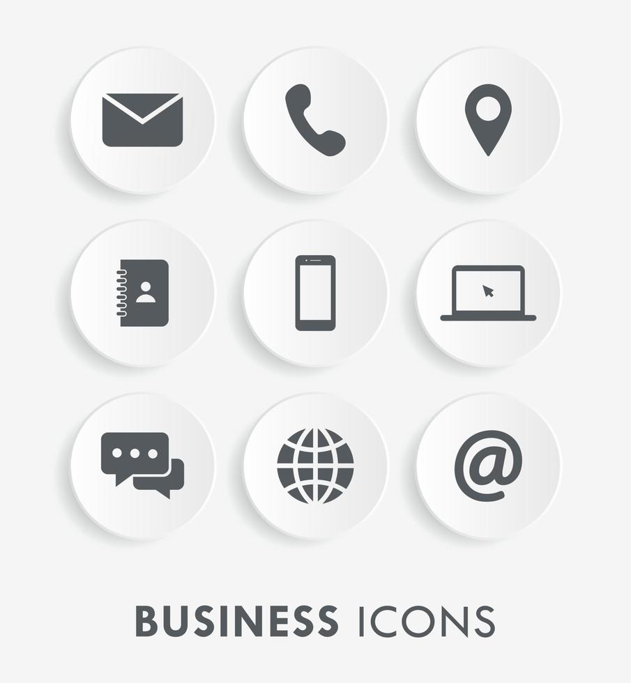 White Circular Business Icon Set Vector Illustration