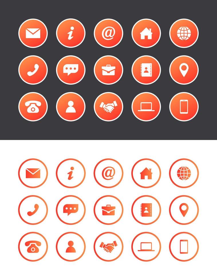 Orange Circular Line Business Vector Icon Set