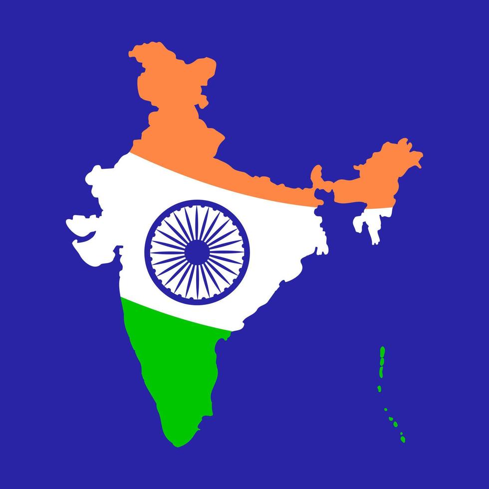 Tricolor India Map Isolated Vector Icon Illustration