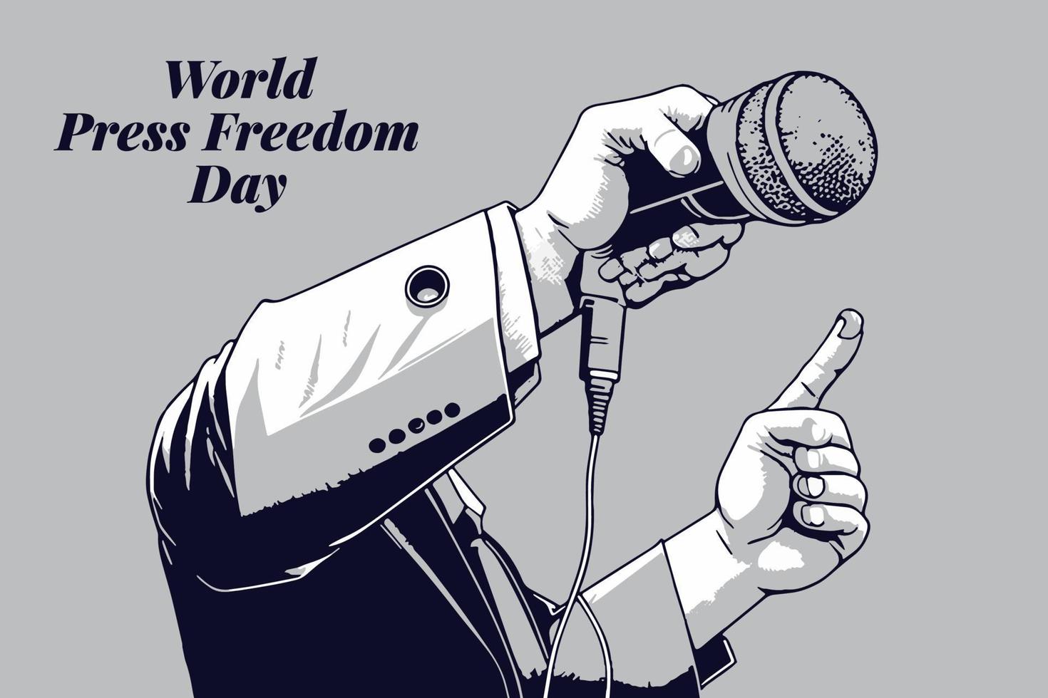 World Press Freedom Day Rise hand with mic vector