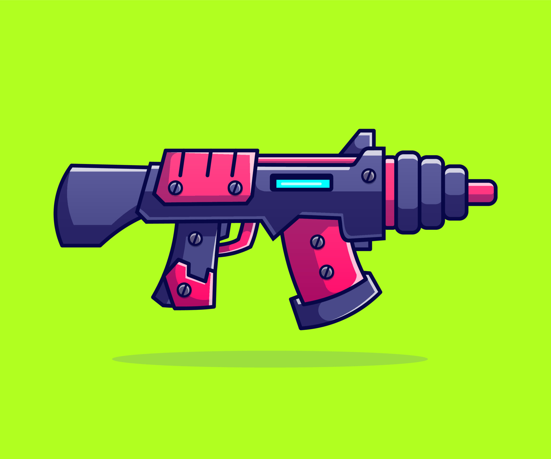 Futuristic blaster game. Space alien laser, space blaster, guns and