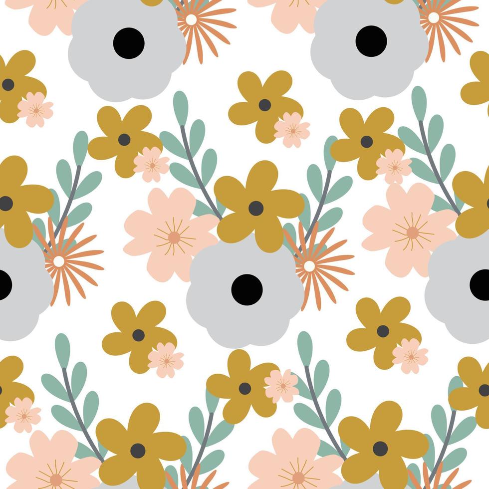 Simple flat modern drawing. simple floral seamless pattern vector