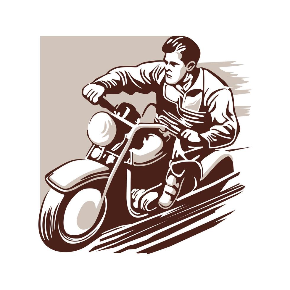 man driving cooper motorcycle vector illustration design