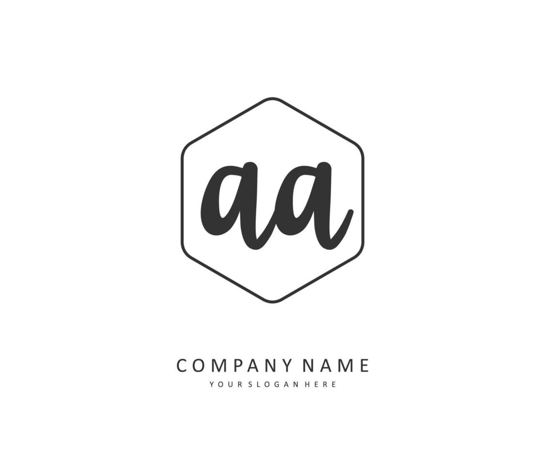 AA Initial letter handwriting and  signature logo. A concept handwriting initial logo with template element. vector