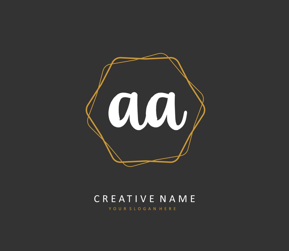 AA Initial letter handwriting and  signature logo. A concept handwriting initial logo with template element. vector