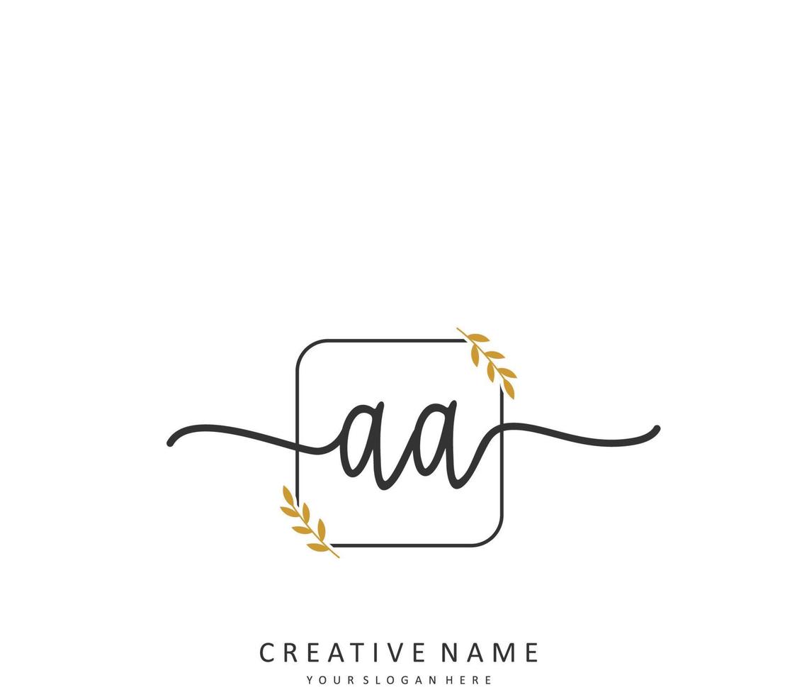 AA Initial letter handwriting and  signature logo. A concept handwriting initial logo with template element. vector
