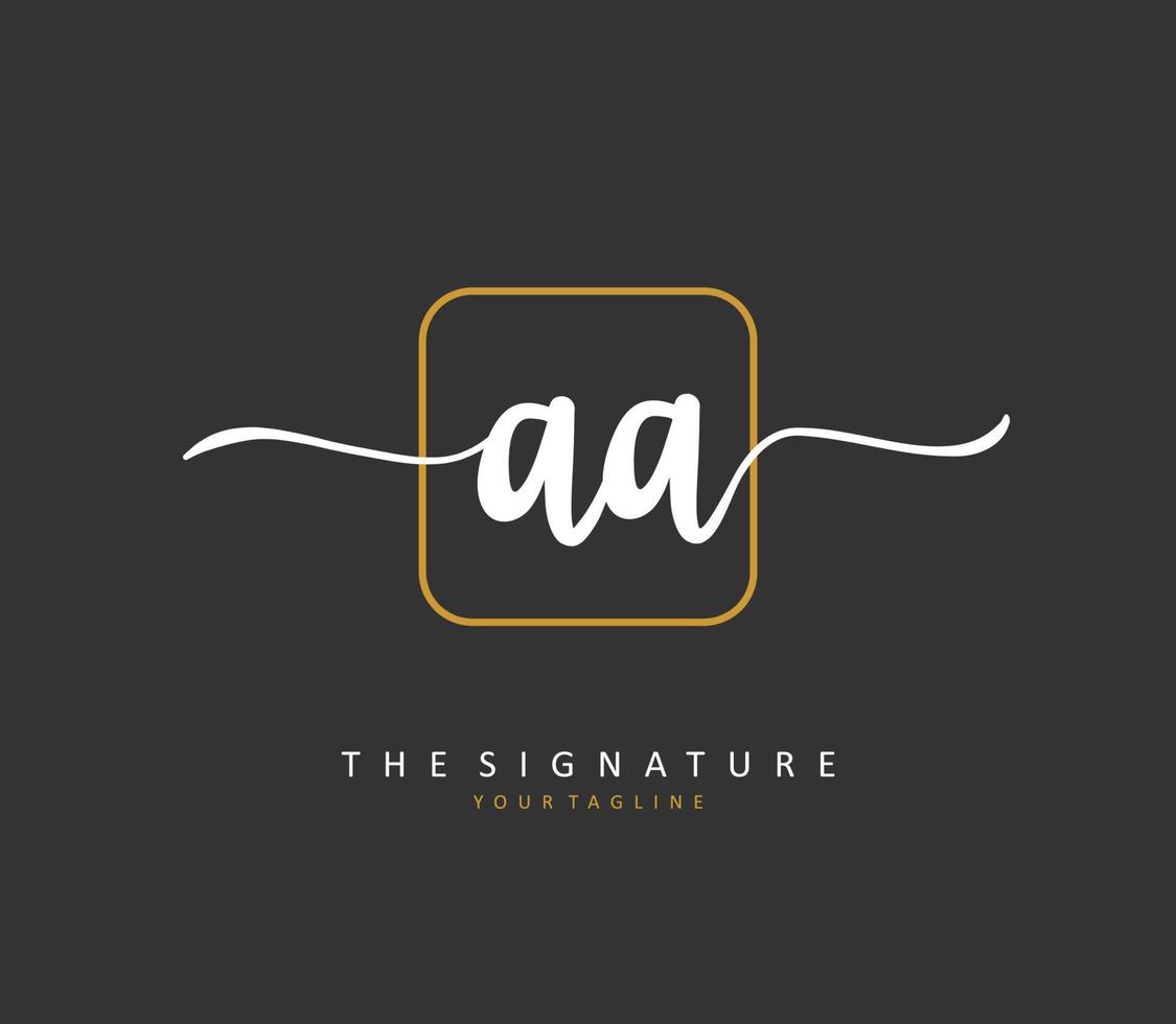 AA Initial letter handwriting and  signature logo. A concept handwriting initial logo with template element. vector