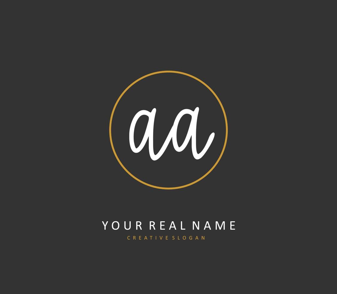 AA Initial letter handwriting and  signature logo. A concept handwriting initial logo with template element. vector