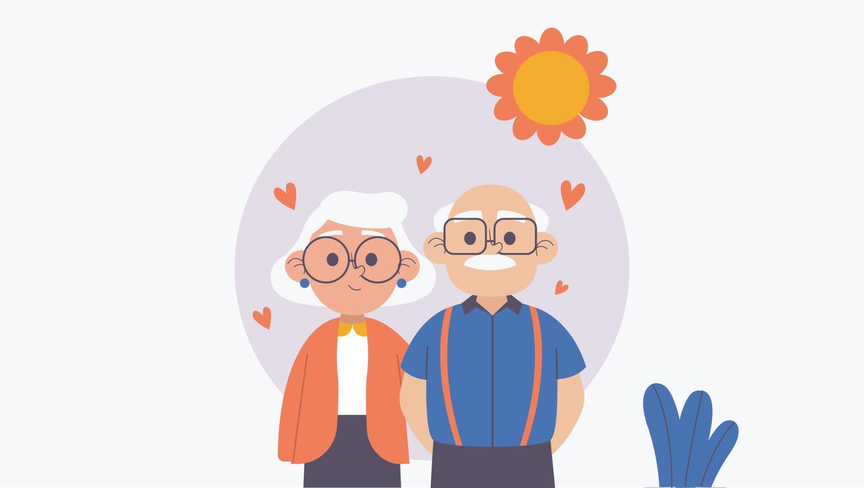 Elderly couple illustration vector