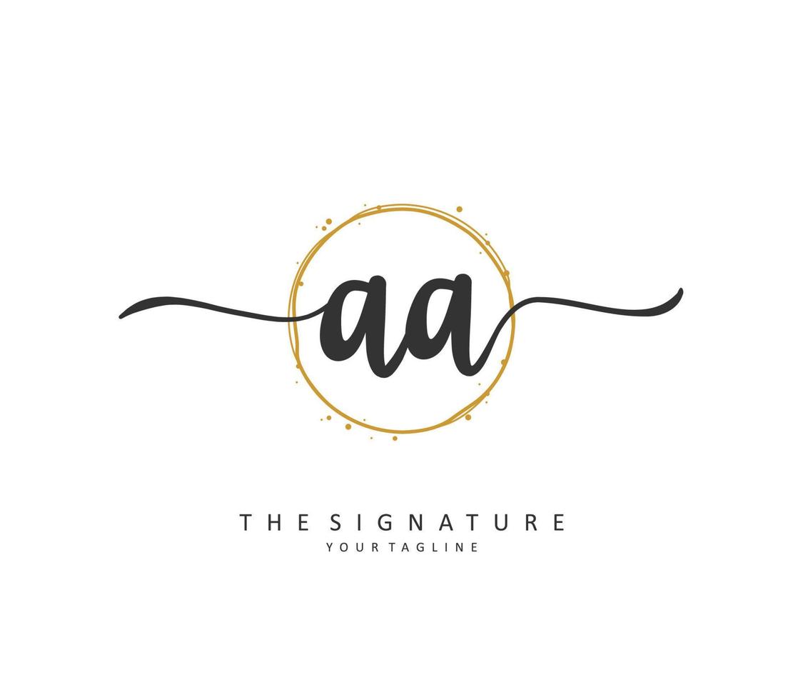 AA Initial letter handwriting and  signature logo. A concept handwriting initial logo with template element. vector