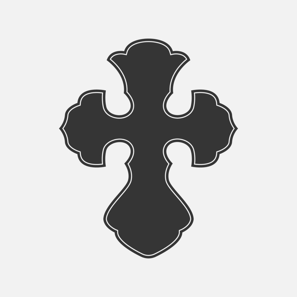 Christian cross icon.  Orthodox symbol of church. Vector illustration on white background