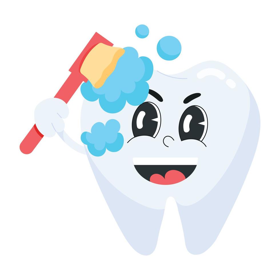 Trendy Brushing Teeth vector