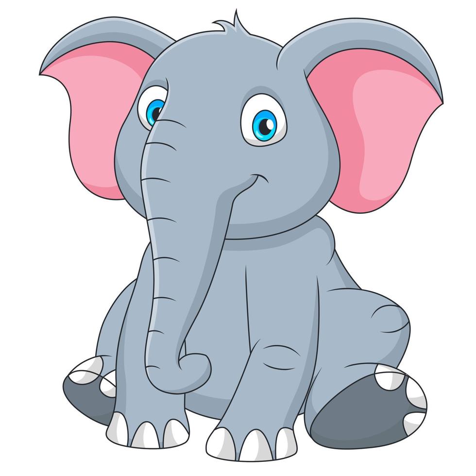 Cute and adorable sitting elephant cartoon illustration vector