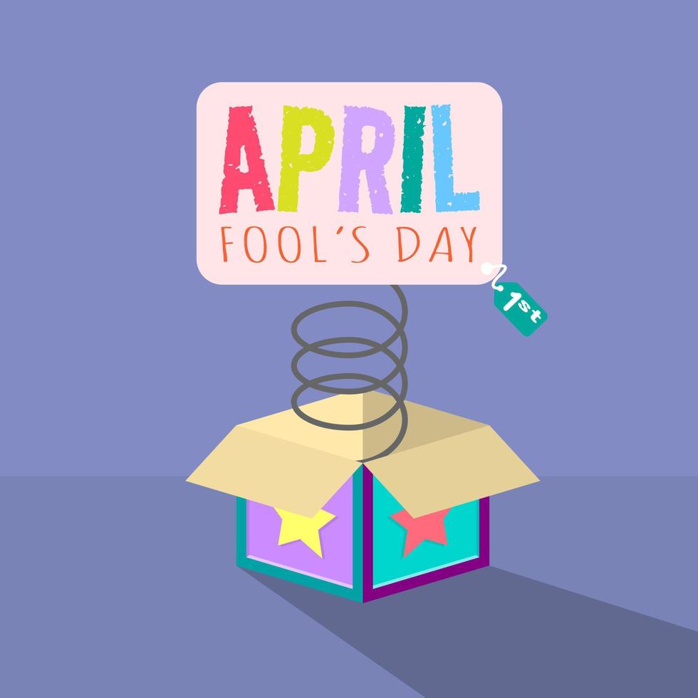 April Fool's Day greeting with sign board is out of the box vector