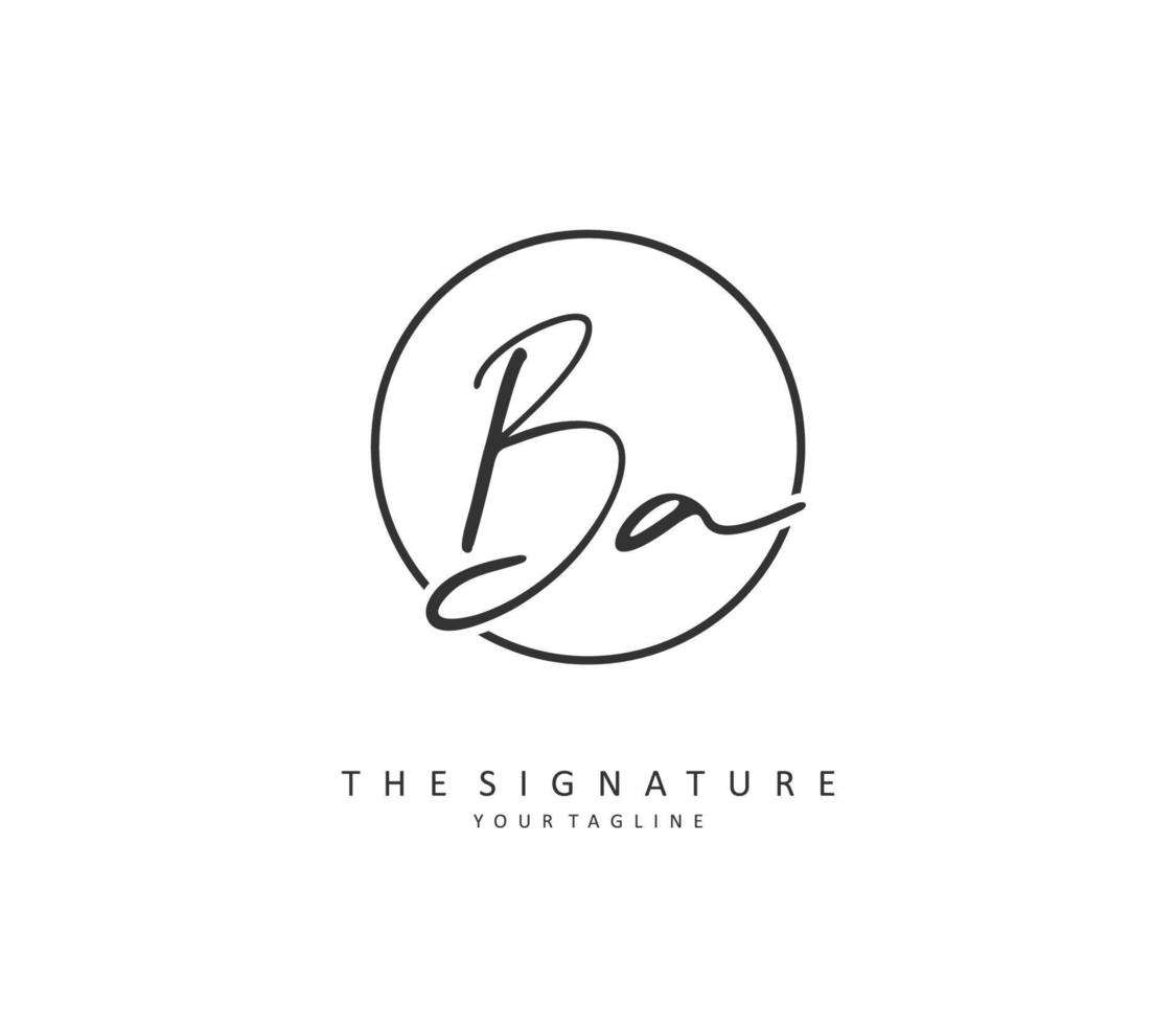 B A BA Initial letter handwriting and  signature logo. A concept handwriting initial logo with template element. vector