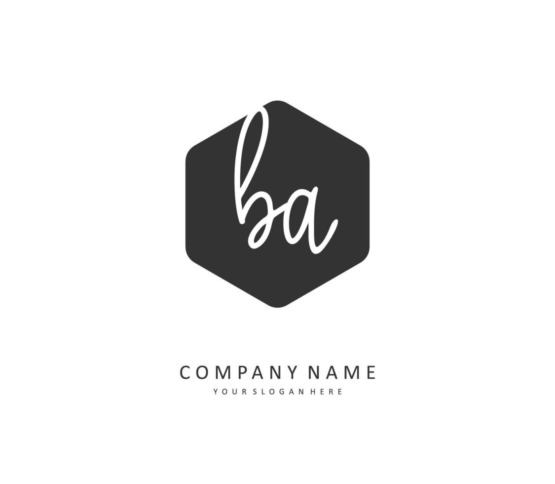 B A BA Initial letter handwriting and  signature logo. A concept handwriting initial logo with template element. vector