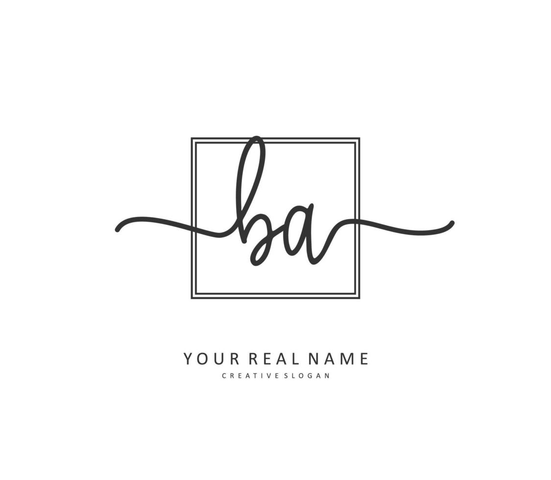 B A BA Initial letter handwriting and  signature logo. A concept handwriting initial logo with template element. vector