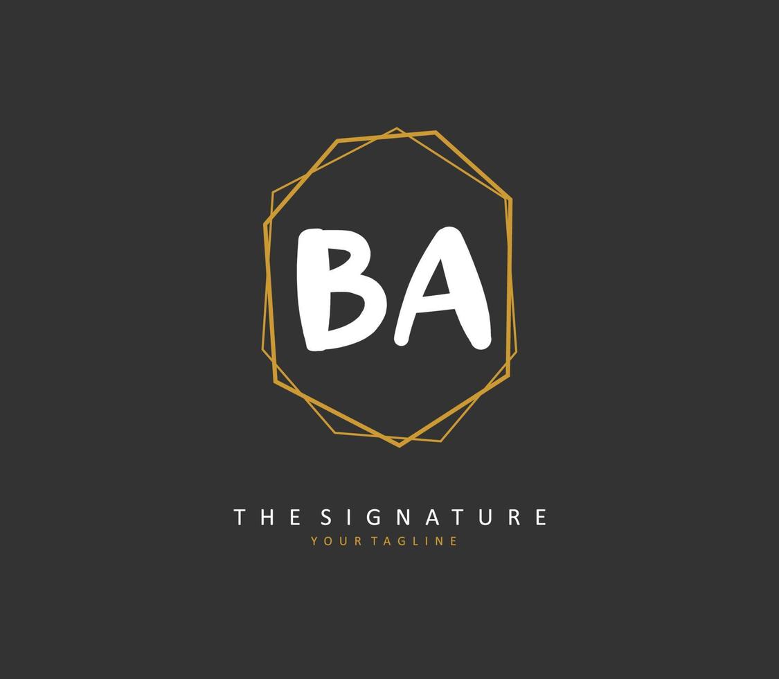 B A BA Initial letter handwriting and  signature logo. A concept handwriting initial logo with template element. vector