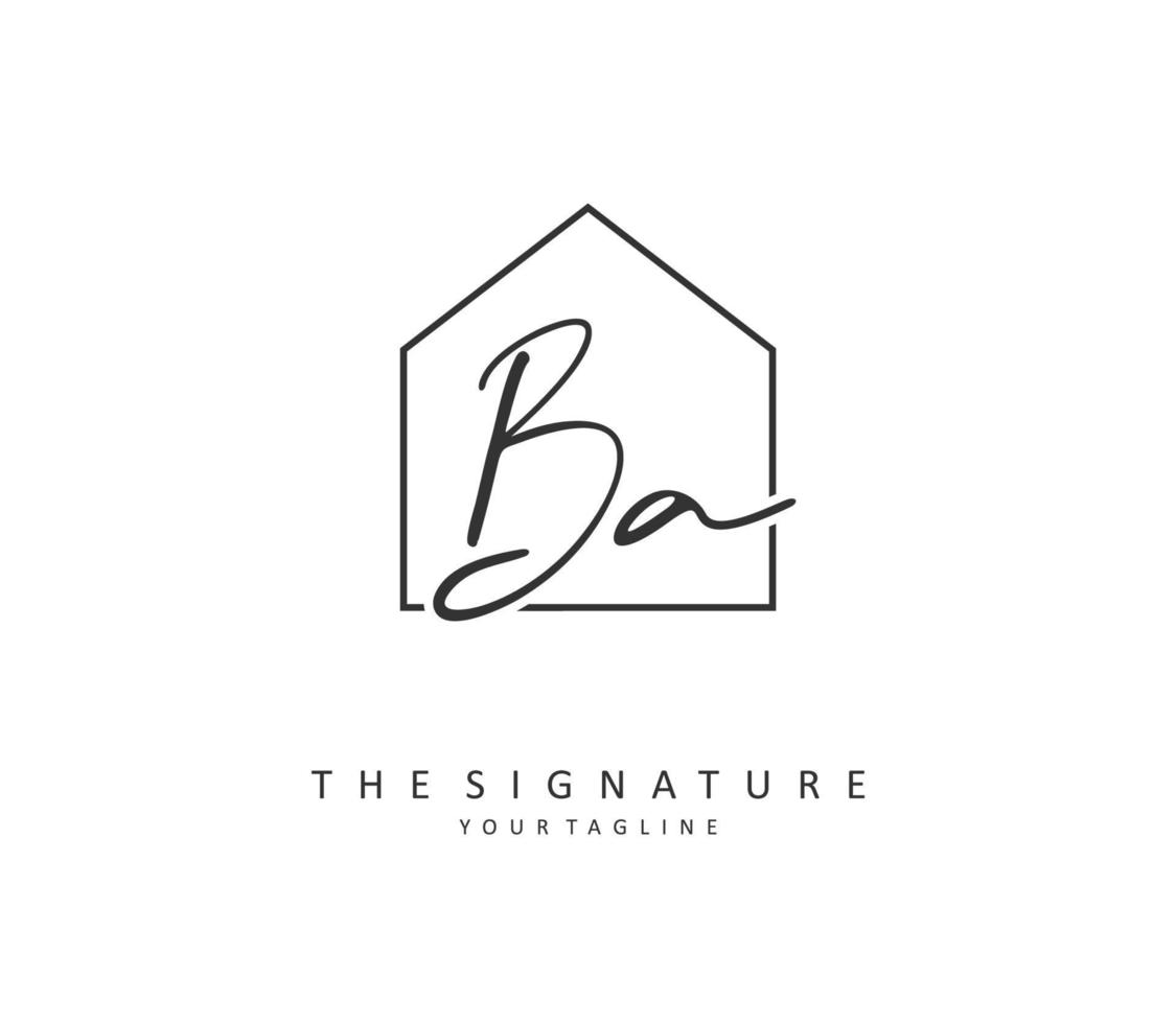 B A BA Initial letter handwriting and  signature logo. A concept handwriting initial logo with template element. vector