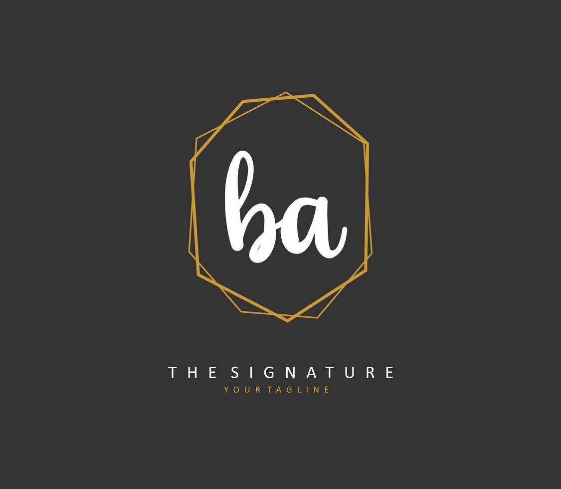 B A BA Initial letter handwriting and  signature logo. A concept handwriting initial logo with template element. vector