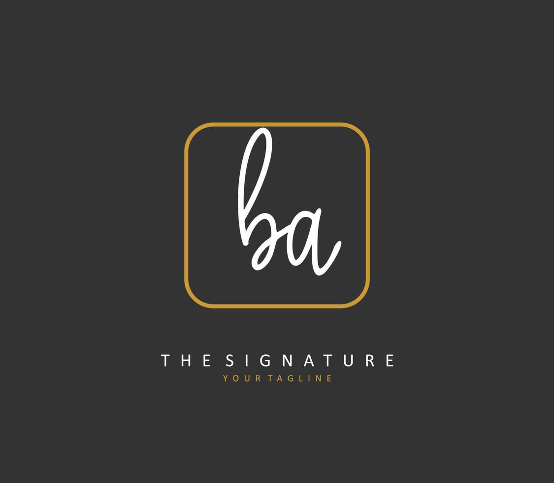 B A BA Initial letter handwriting and  signature logo. A concept handwriting initial logo with template element. vector