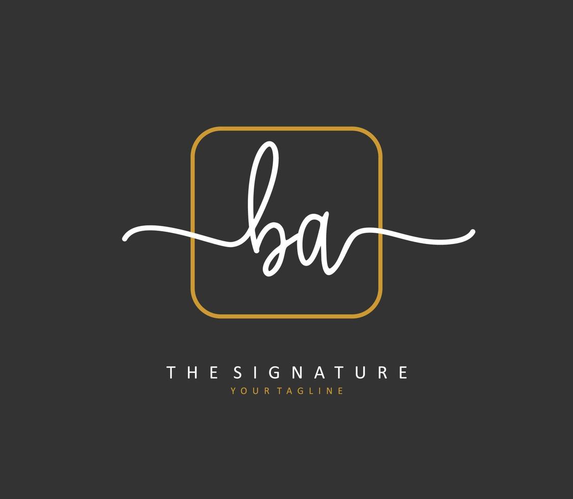 B A BA Initial letter handwriting and  signature logo. A concept handwriting initial logo with template element. vector