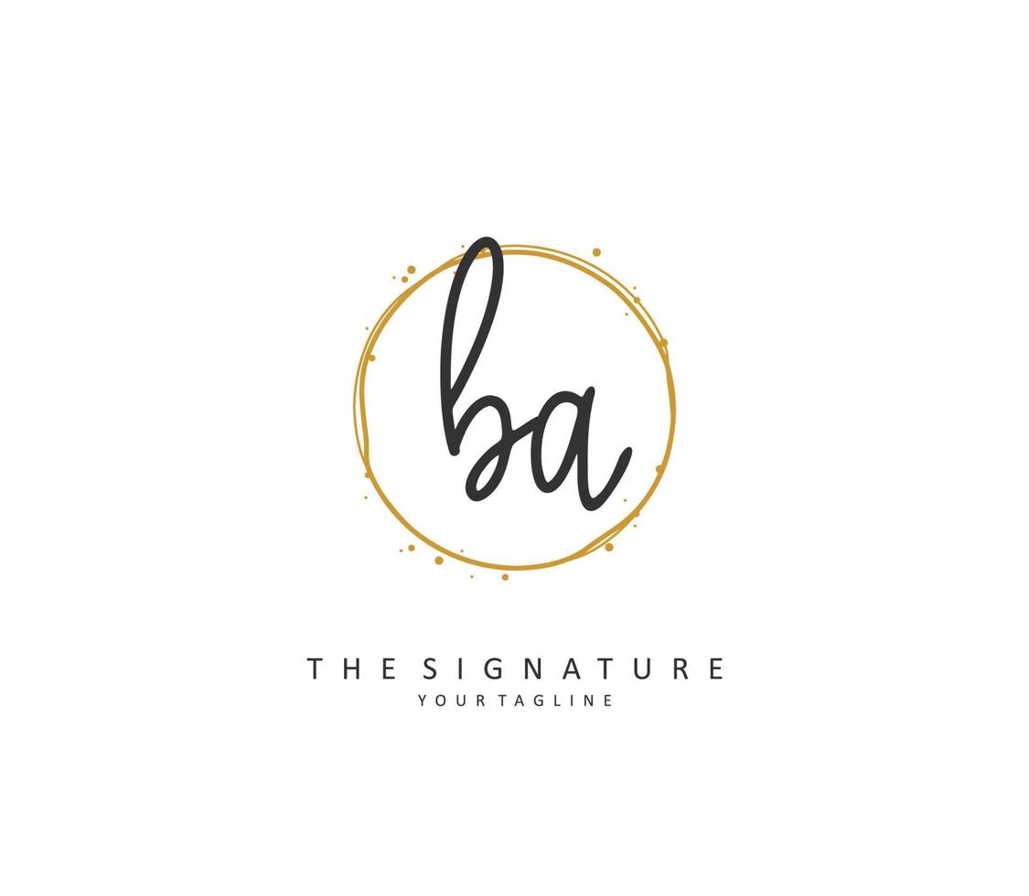 B A BA Initial letter handwriting and  signature logo. A concept handwriting initial logo with template element. vector