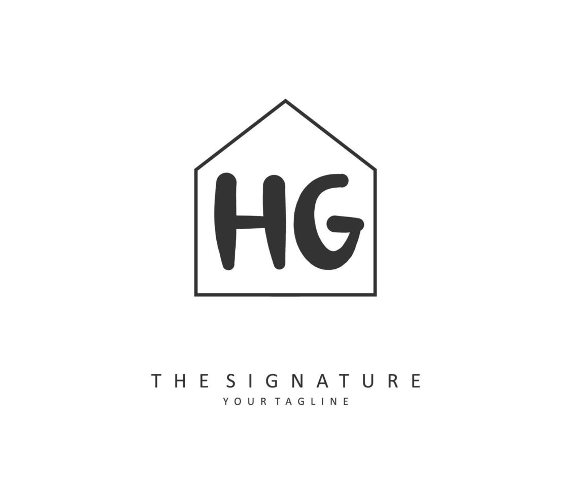 HG Initial letter handwriting and  signature logo. A concept handwriting initial logo with template element. vector