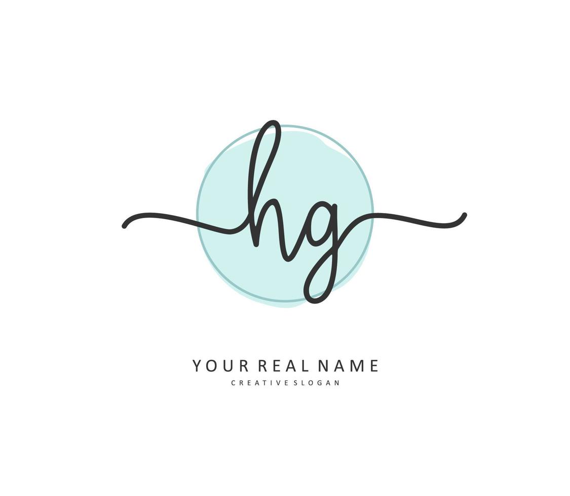 HG Initial letter handwriting and  signature logo. A concept handwriting initial logo with template element. vector