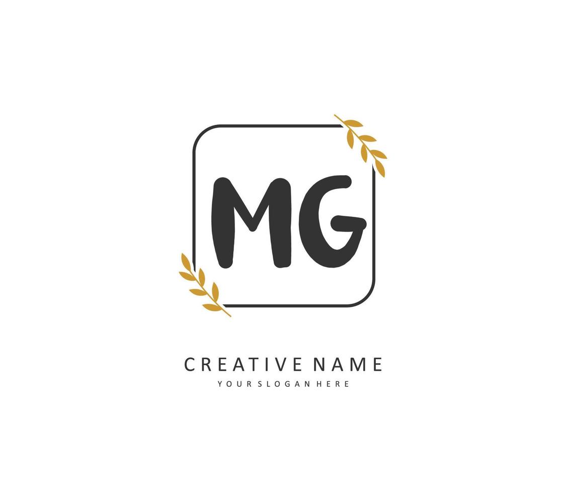 MG Initial letter handwriting and  signature logo. A concept handwriting initial logo with template element. vector