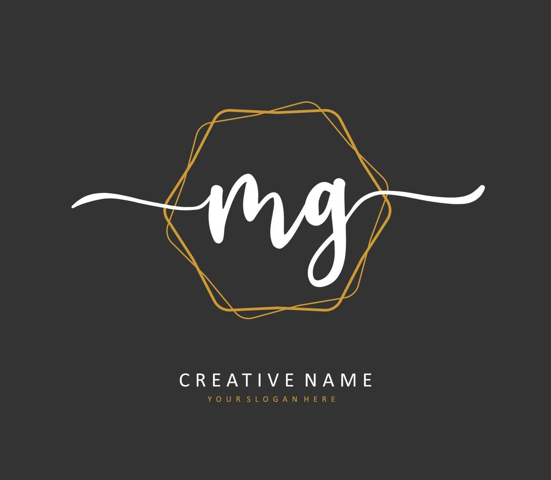 MG Initial letter handwriting and  signature logo. A concept handwriting initial logo with template element. vector