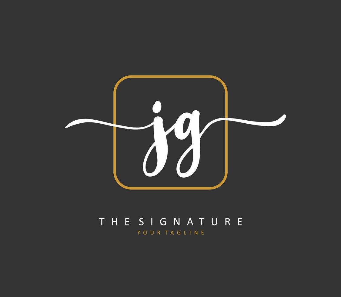 JG Initial letter handwriting and  signature logo. A concept handwriting initial logo with template element. vector
