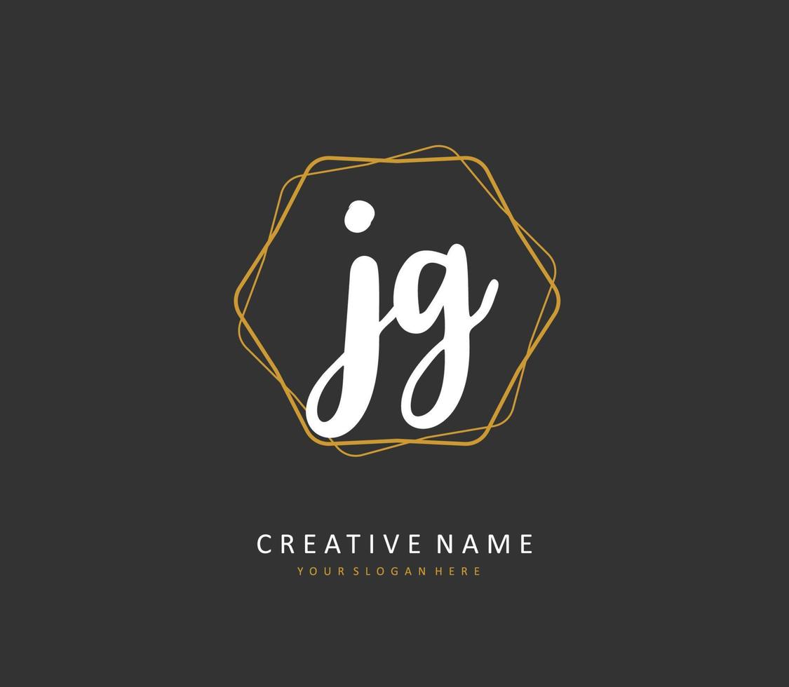 JG Initial letter handwriting and  signature logo. A concept handwriting initial logo with template element. vector