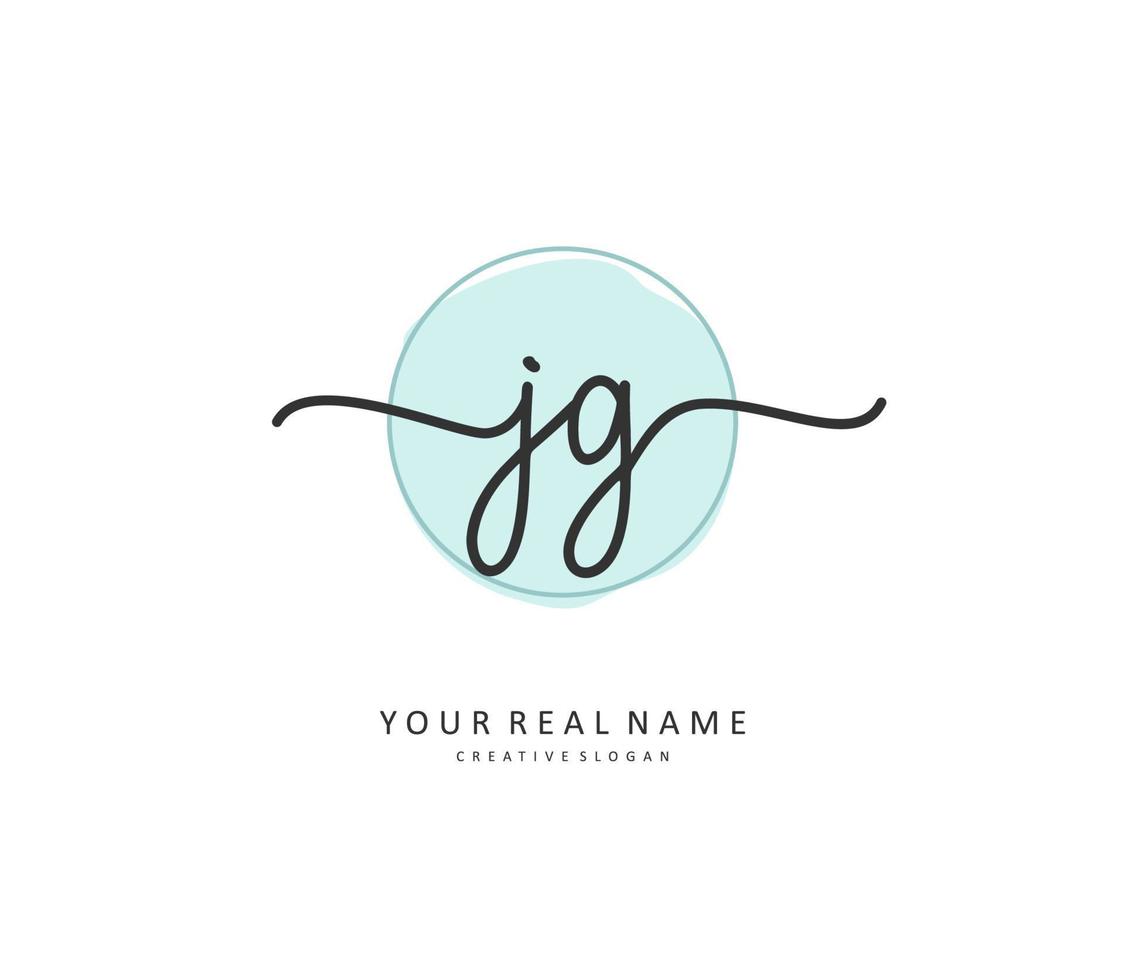 JG Initial letter handwriting and  signature logo. A concept handwriting initial logo with template element. vector