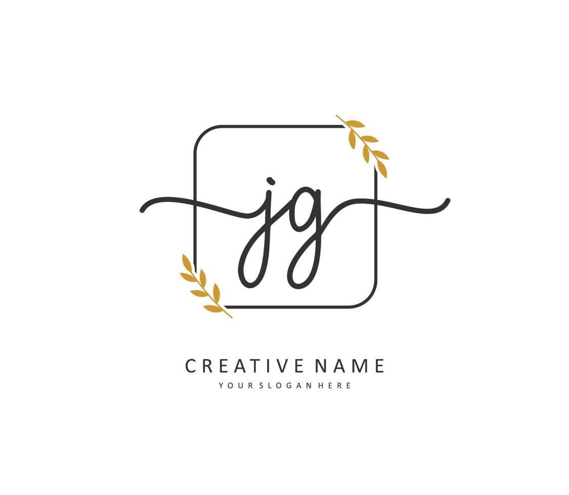 JG Initial letter handwriting and  signature logo. A concept handwriting initial logo with template element. vector