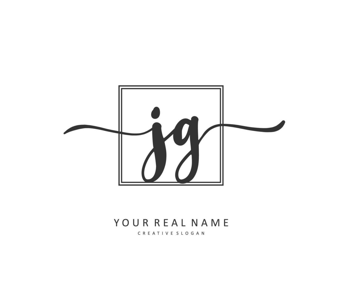 JG Initial letter handwriting and  signature logo. A concept handwriting initial logo with template element. vector