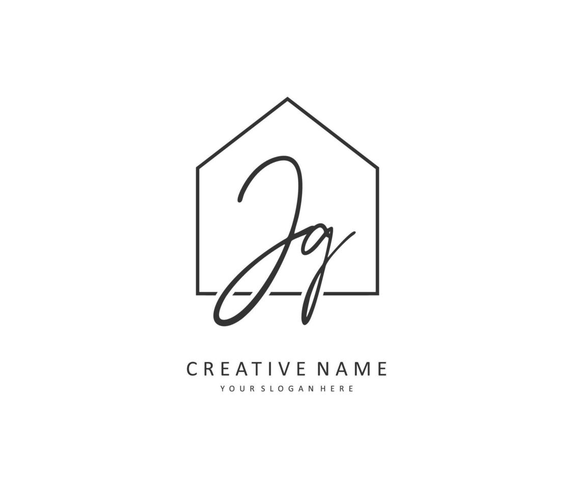 JG Initial letter handwriting and  signature logo. A concept handwriting initial logo with template element. vector