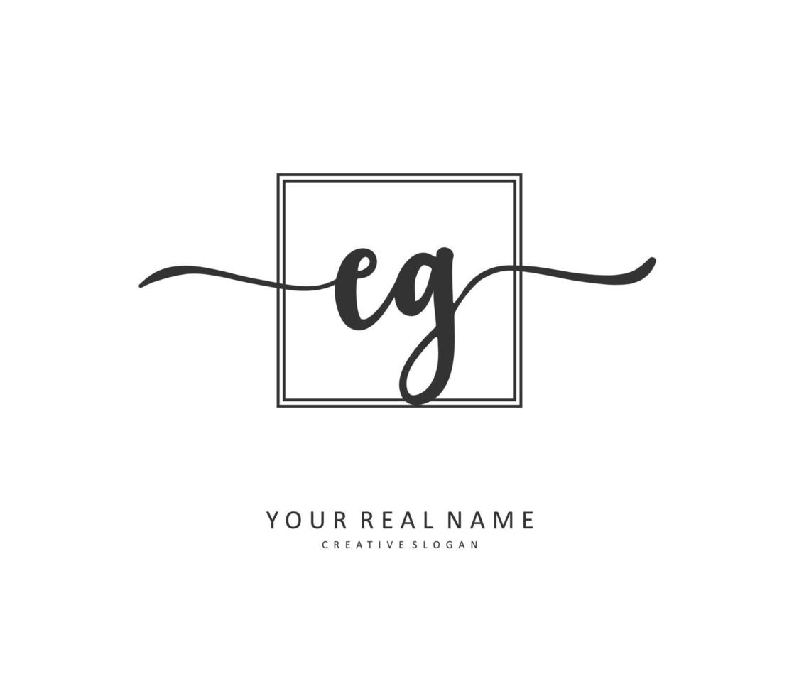 EG Initial letter handwriting and  signature logo. A concept handwriting initial logo with template element. vector