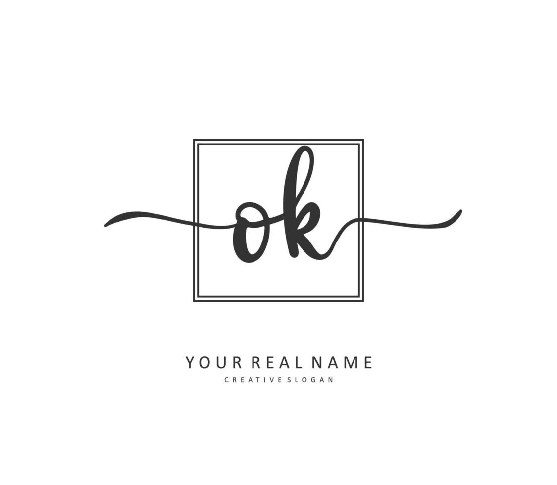 O K OK Initial letter handwriting and  signature logo. A concept handwriting initial logo with template element. vector