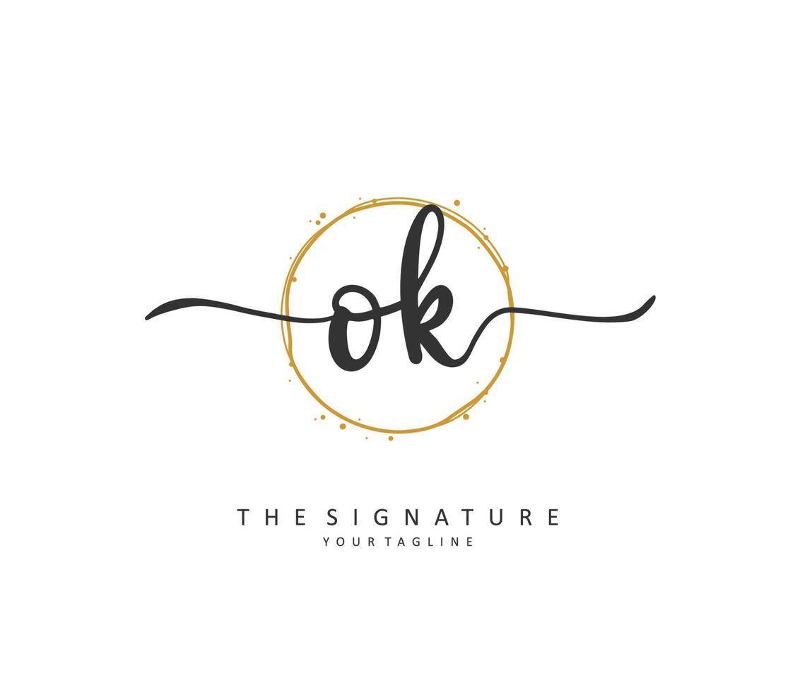O K OK Initial letter handwriting and  signature logo. A concept handwriting initial logo with template element. vector