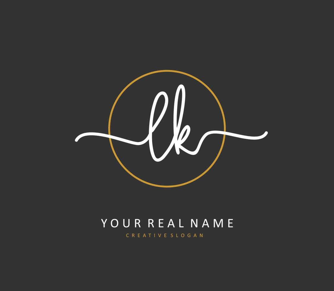 L K LK Initial letter handwriting and  signature logo. A concept handwriting initial logo with template element. vector