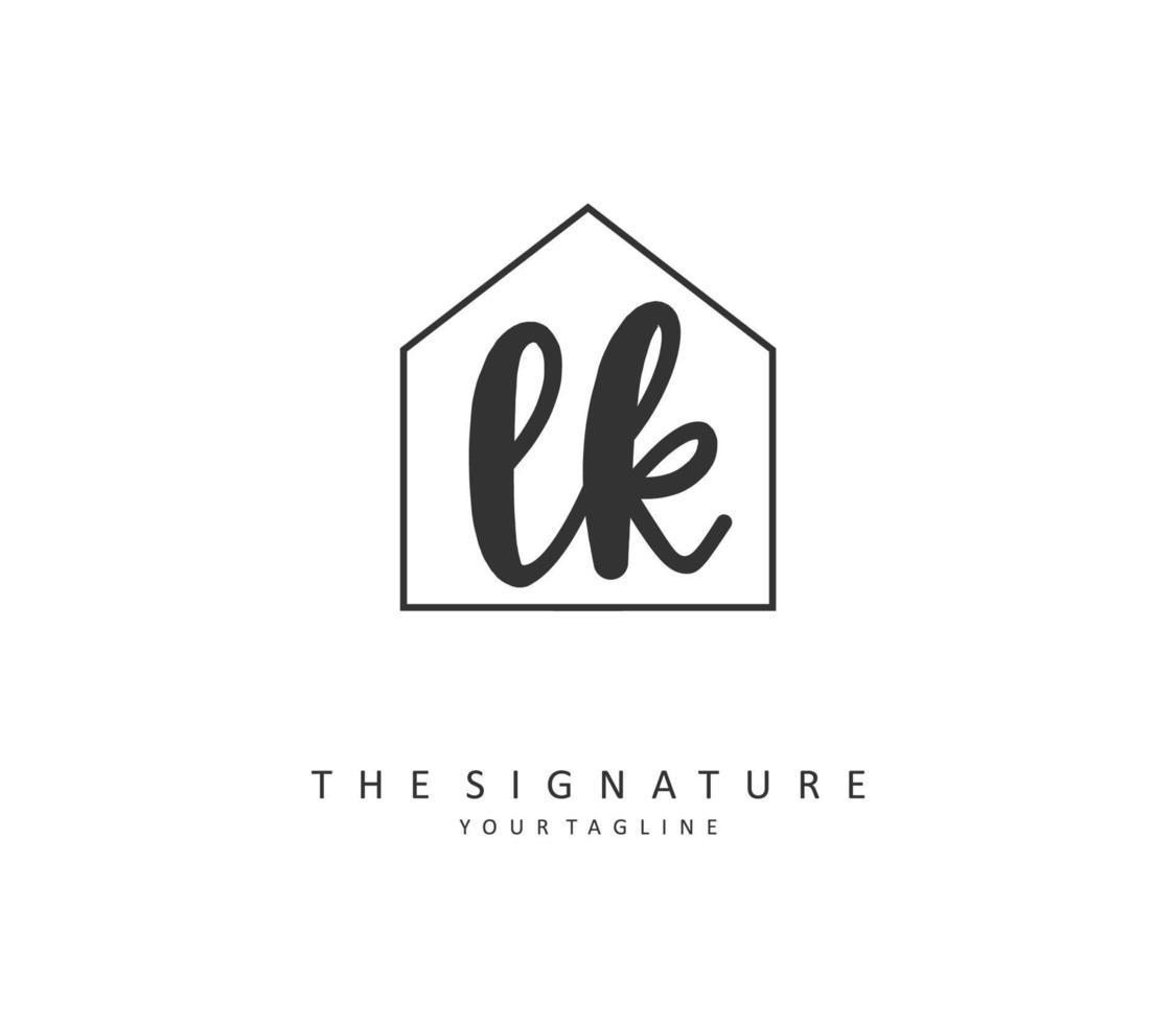 L K LK Initial letter handwriting and  signature logo. A concept handwriting initial logo with template element. vector