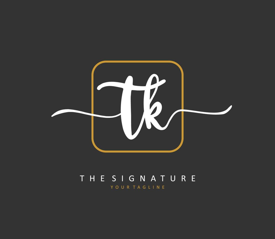 T K TK Initial letter handwriting and  signature logo. A concept handwriting initial logo with template element. vector