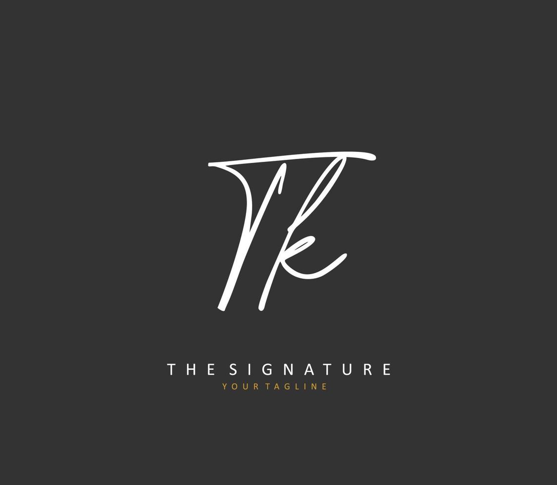 T K TK Initial letter handwriting and  signature logo. A concept handwriting initial logo with template element. vector