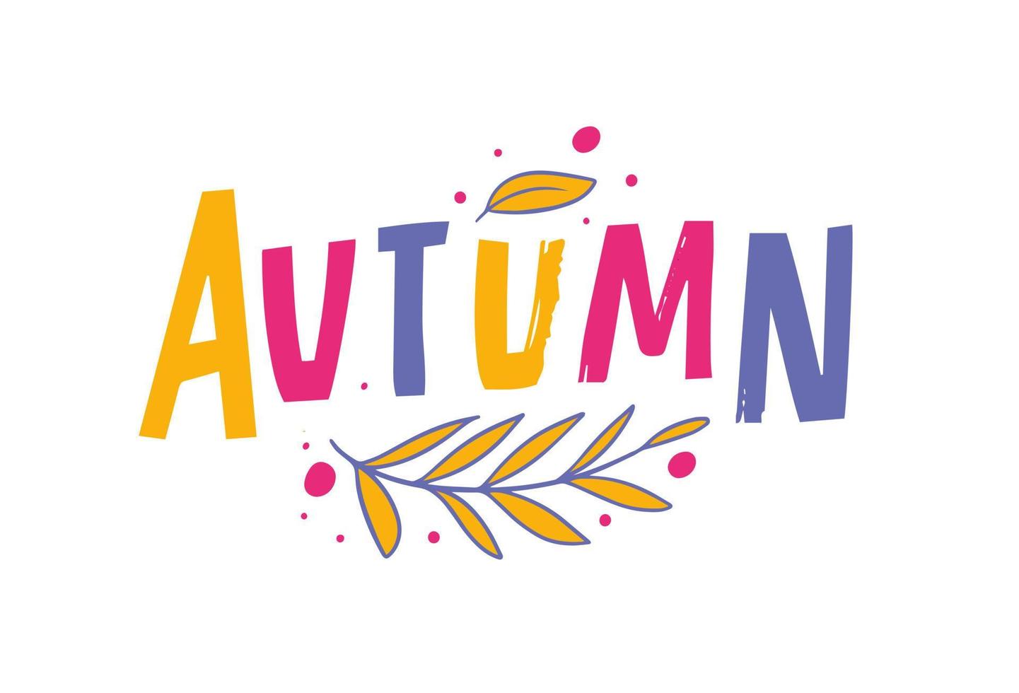 Autumn word modern typography. Colorful text. vector